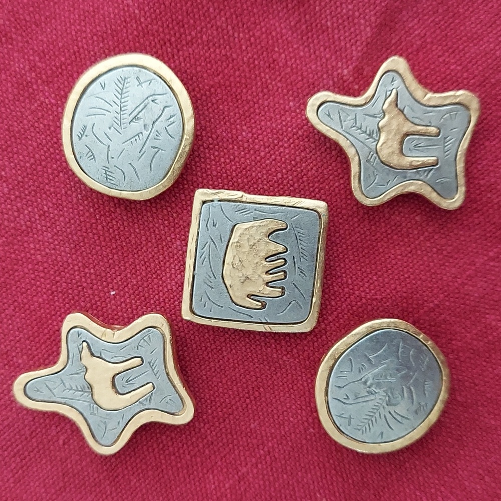 Vintage 1980s Button Covers - Native American style